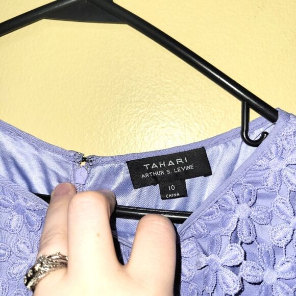 New Tahari Purple Floral Lace Overlay Dress 10 - Picture 10 of 13
